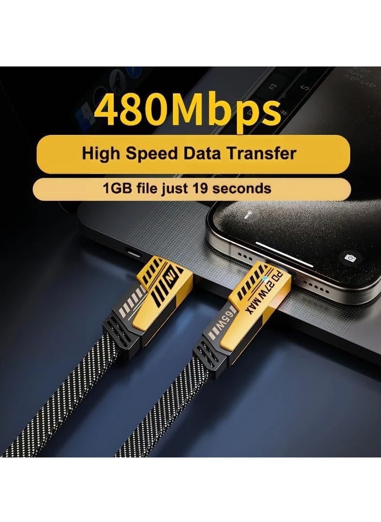 PD - 4-in-1 Convertible USB Fast Charging Cable 1.2 M, 65W, Nylon Braided, USB-C Charger Cable, Multiple Device Charging for Smartphones, Tablets, and Laptops - Image 1