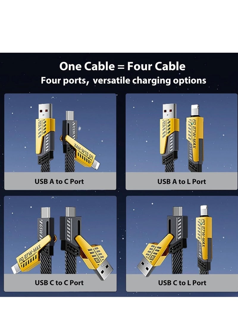 كابل شحن سريع USB قابل للتحويل 2 إلى 2 بقوة 65 وات، مضفر من النايلون، كابل شاحن USB-C، شحن أجهزة متعددة للهواتف الذكية والأجهزة اللوحية وأجهزة الكمبيوتر المحمولة  - Image 5