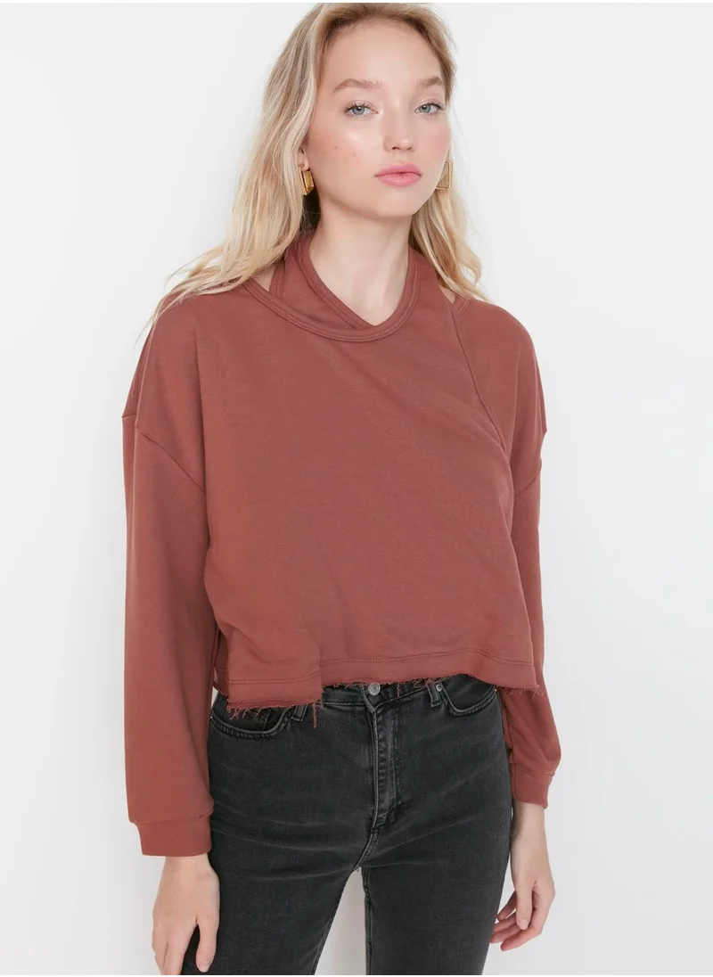 trendyol Crop Knitted Sweatshirt