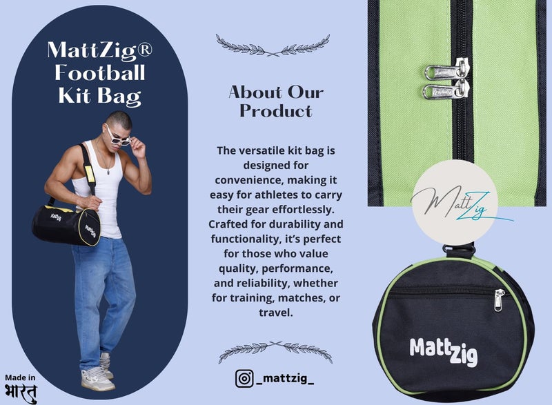 MATTZIG ® Club Football Kit (One Pair of Striped Lycra Socks + One Pair of Shin Guard + One Pair of Cotton Arm Sleeves + One Kit Bag) (Green, Black) - Image 5