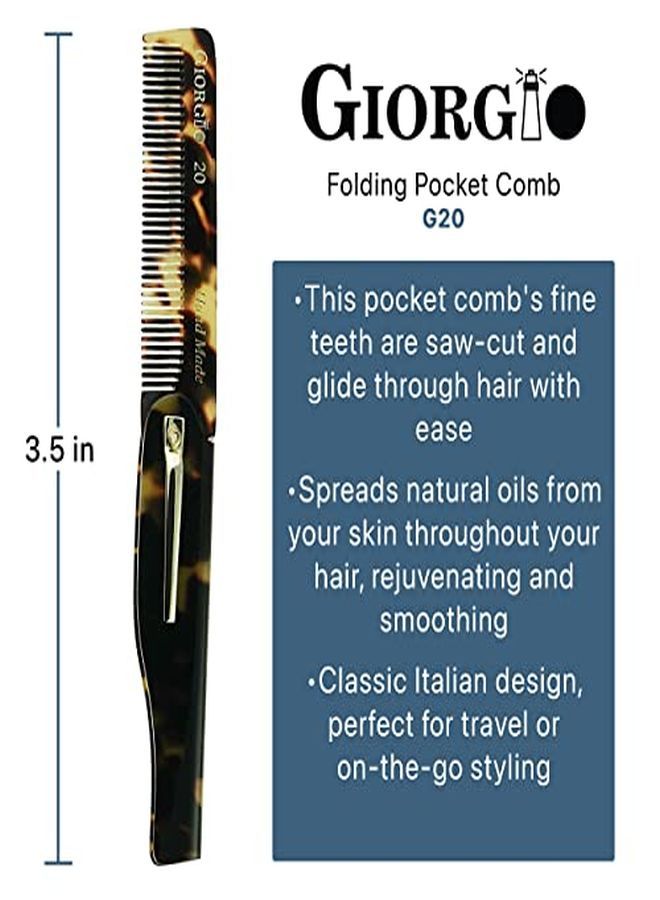 Giorgio G20 Folding Mustache And Beard Comb 6.5 Inches Small Fine Tooth Pocket Comb For Everyday Hair Care Sawcut And Hand Polished Pocket Comb And Styling Comb Handcrafted Travel Comb - Image 2