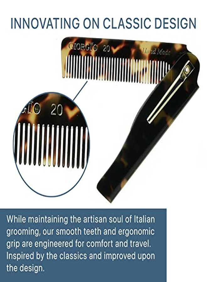 Giorgio G20 Folding Mustache And Beard Comb 6.5 Inches Small Fine Tooth Pocket Comb For Everyday Hair Care Sawcut And Hand Polished Pocket Comb And Styling Comb Handcrafted Travel Comb - Image 3