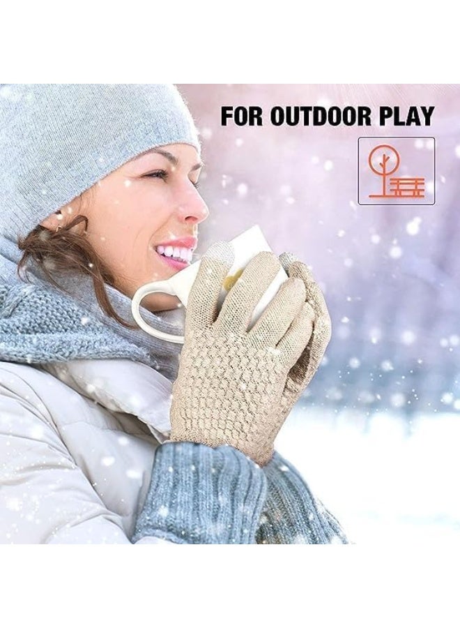 NXT 2 Pairs Women's Winter Touchscreen Gloves - Warm Fleece Lined Knit Gloves with Elastic Cuffs, Thermal Texting Gloves for Cold Weather - Image 5