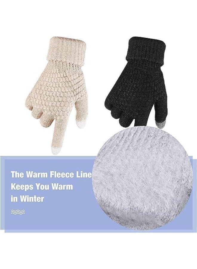 NXT 2 Pairs Women's Winter Touchscreen Gloves - Warm Fleece Lined Knit Gloves with Elastic Cuffs, Thermal Texting Gloves for Cold Weather - Image 3
