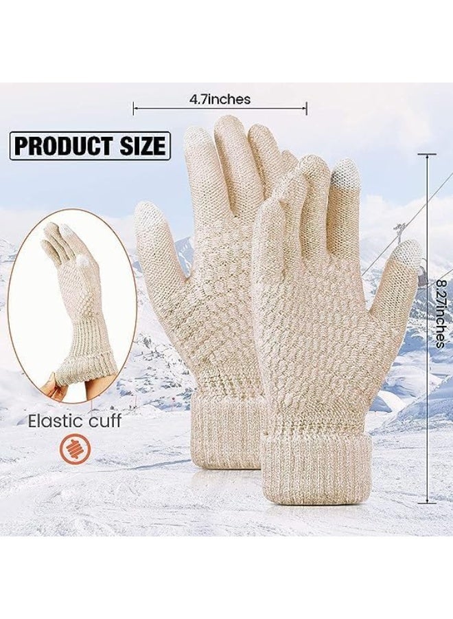NXT 2 Pairs Women's Winter Touchscreen Gloves - Warm Fleece Lined Knit Gloves with Elastic Cuffs, Thermal Texting Gloves for Cold Weather - Image 2