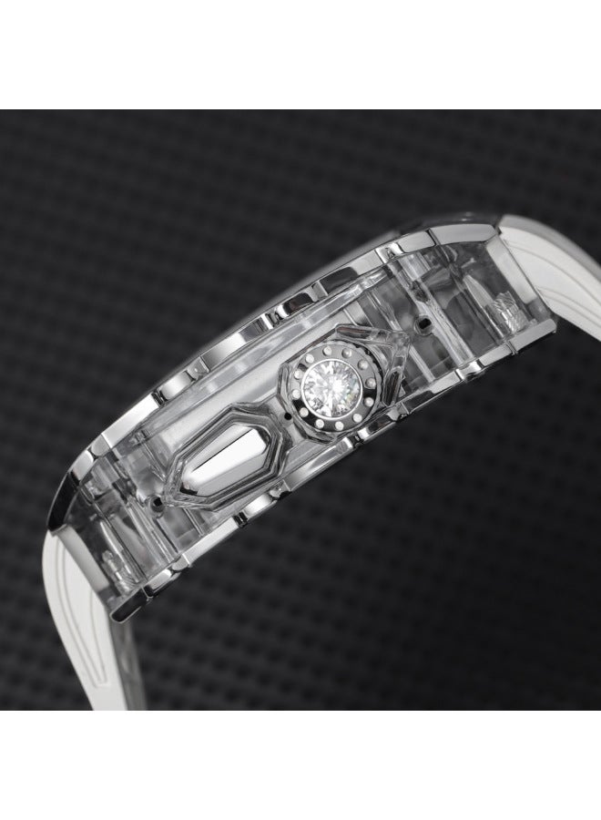 49mm Stainless Steel Modified Case For Apple Watch S9 Series 45mm Viton Strap Metal Clamp Transparent Case-Color:Stainless Steel Black Shell Shark Fluorine Rubber Black With Black Pin Buckle-Dimensions:44mm - Image 3