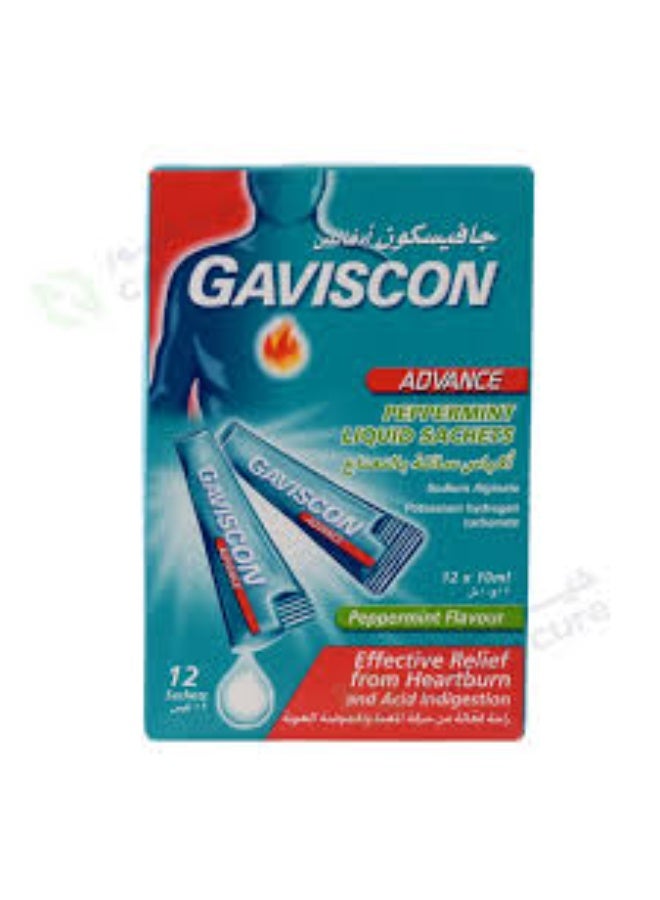Gaviscon Advance Peppermint Liquid Sachets 12's mint - Image 1