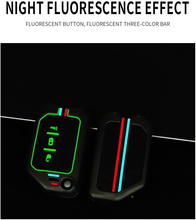 SANRILY Luminous 3 Button Flip Key Fob Cover for Jeep - Image 5