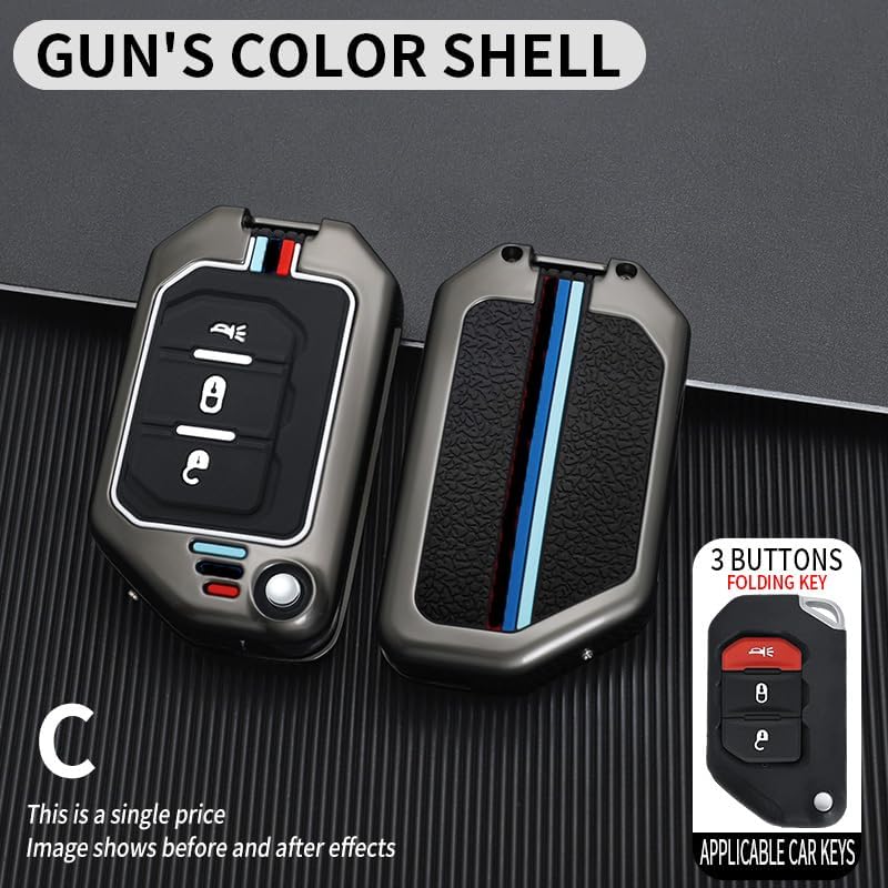 SANRILY Luminous 3 Button Flip Key Fob Cover for Jeep - Image 3