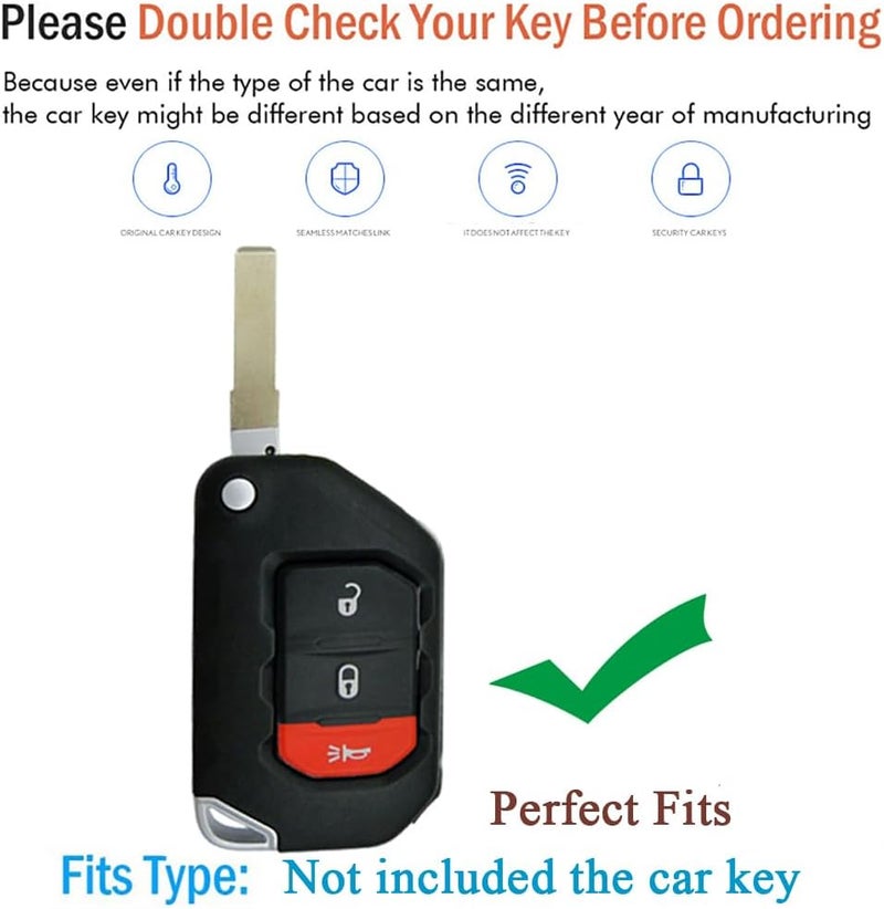 SANRILY Luminous 3 Button Flip Key Fob Cover for Jeep - Image 2