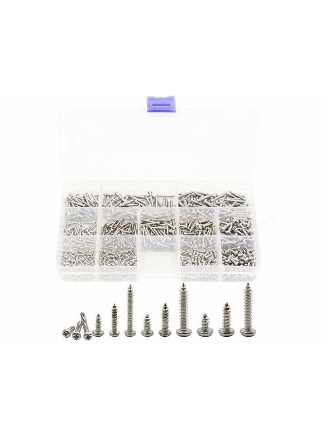 LBY 600pcs M2 M2.2 M2.6 M3 Philips Pan Head Self-Tapping Sheetmetal Screw Assortment Kit, 12 Sizes, 304 Stainless Steel - Image 1