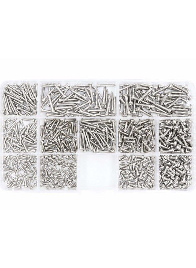 LBY 600pcs M2 M2.2 M2.6 M3 Philips Pan Head Self-Tapping Sheetmetal Screw Assortment Kit, 12 Sizes, 304 Stainless Steel - Image 3