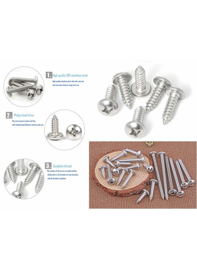 LBY 600pcs M2 M2.2 M2.6 M3 Philips Pan Head Self-Tapping Sheetmetal Screw Assortment Kit, 12 Sizes, 304 Stainless Steel - Image 5