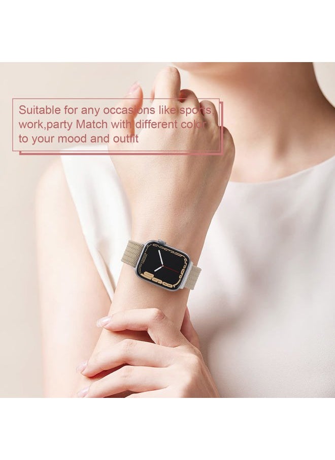 MEULOT - 6 Packs Nylon Stretchy Bands Compatible With Apple Watch Bands 42mm 44mm 45mm 49mm for Women Girls, Adjustable Braided Solo Loop Sport Bands for iWatch Series Ultra 10 9 8 7 6 5 4 3 2 1 SE - Image 1