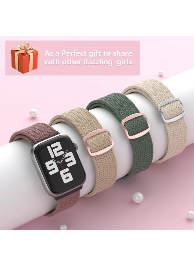 MEULOT - 6 Packs Nylon Stretchy Bands Compatible With Apple Watch Bands 42mm 44mm 45mm 49mm for Women Girls, Adjustable Braided Solo Loop Sport Bands for iWatch Series Ultra 10 9 8 7 6 5 4 3 2 1 SE - Image 1