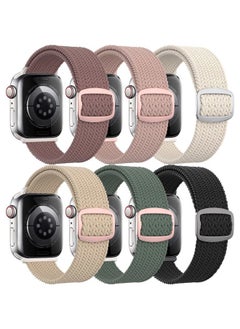 6 Packs Nylon Stretchy Bands Compatible With Apple Watch Bands 42mm 44mm 45mm 49mm for Women Girls, Adjustable Braided Solo Loop Sport Bands for iWatch Series Ultra 10 9 8 7 6 5 4 3 2 1 SE