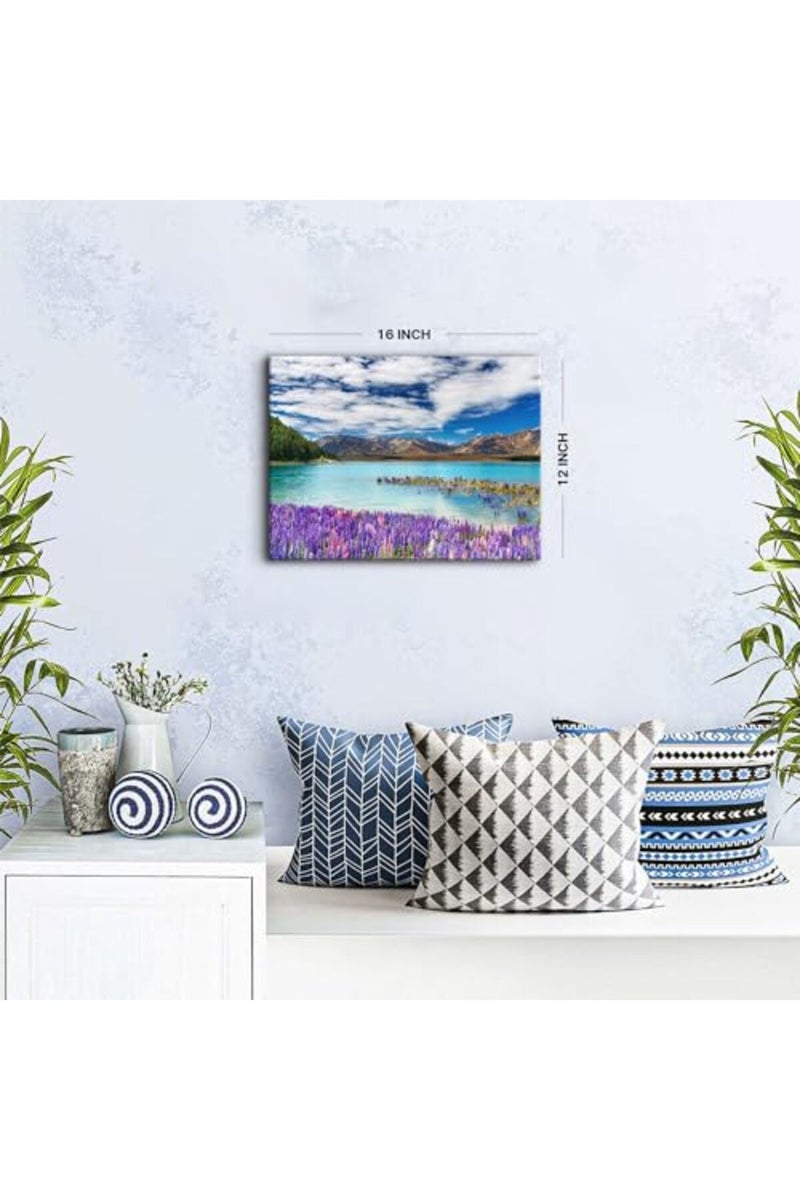 YOOOAHU Lake Scenery Wall Art Aesthetic Tekapo Landscape Pictures for Bedroom Decor Natural Wilderness Posters Canvas Print Nature Scenic Artwork for Living Room Bathroom Office Kitchen Home Decoration 12x16" - Image 3