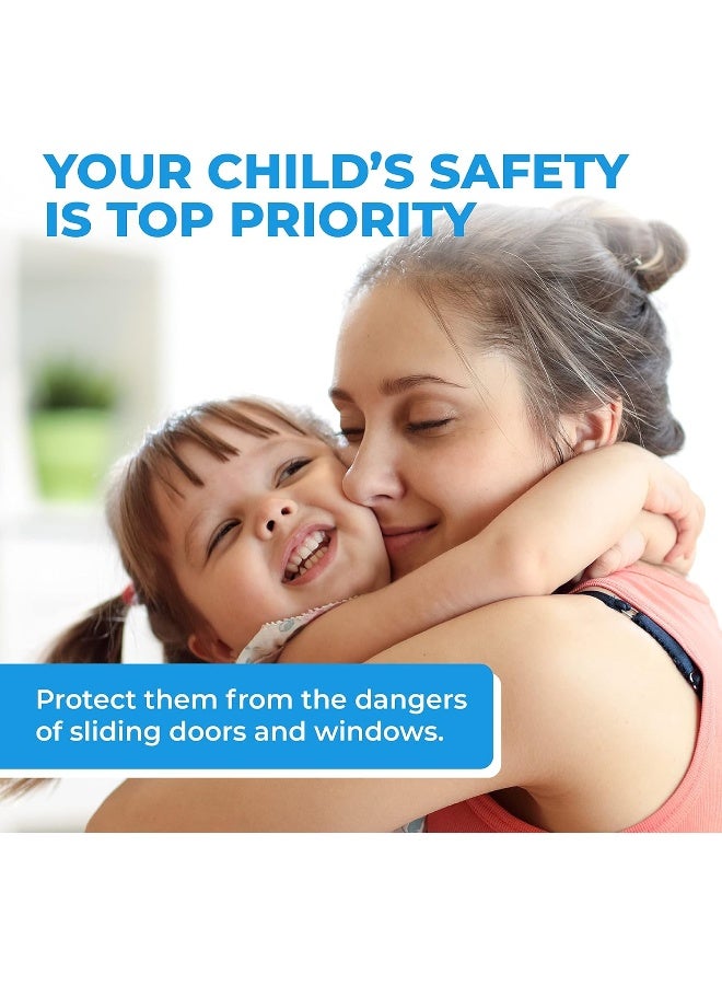 Eco-Baby Sliding Door Lock, 4 Pack Child Proof Safety Window Locks for Glass Doors (Grey) - Image 2