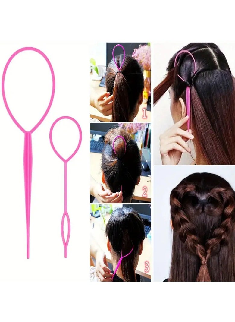 Goolsky 2pcs Resin Hair Loop Set, Bun & Crown Shaping Styling Tools, Simple Weave Hair Straightener Wand, Hair Needle Kit for Women and Children, Suitable for Ages 14+  - Image 1