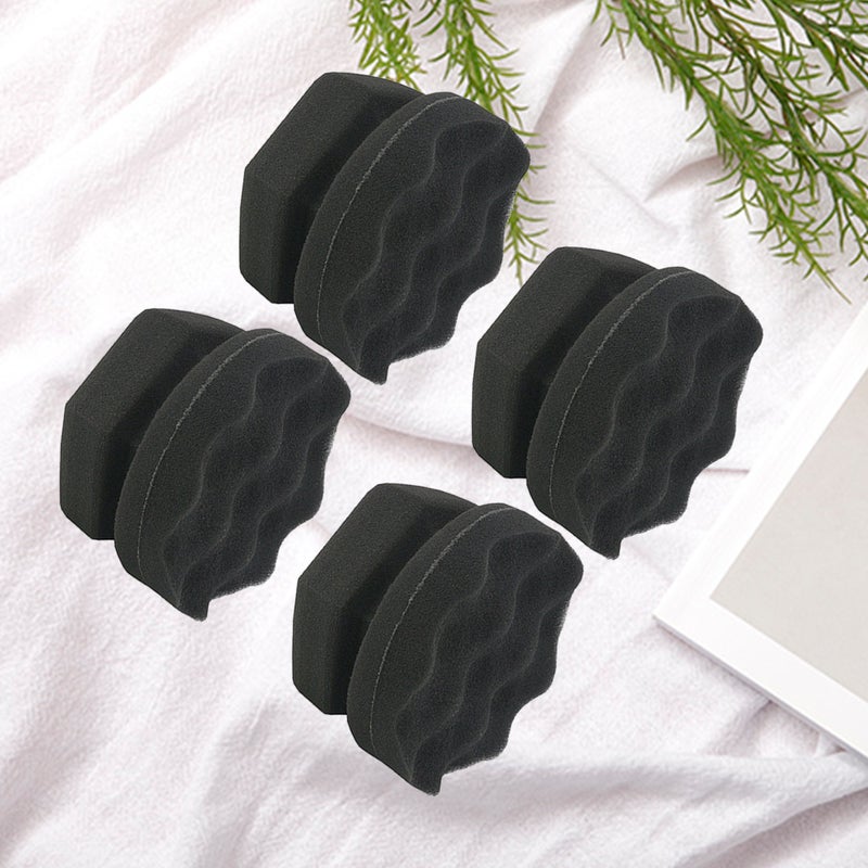 4Pcs Wave Pattern Handy Polishing Waxing Sponge Car Tire Wax Size 3 (Black) - Image 3