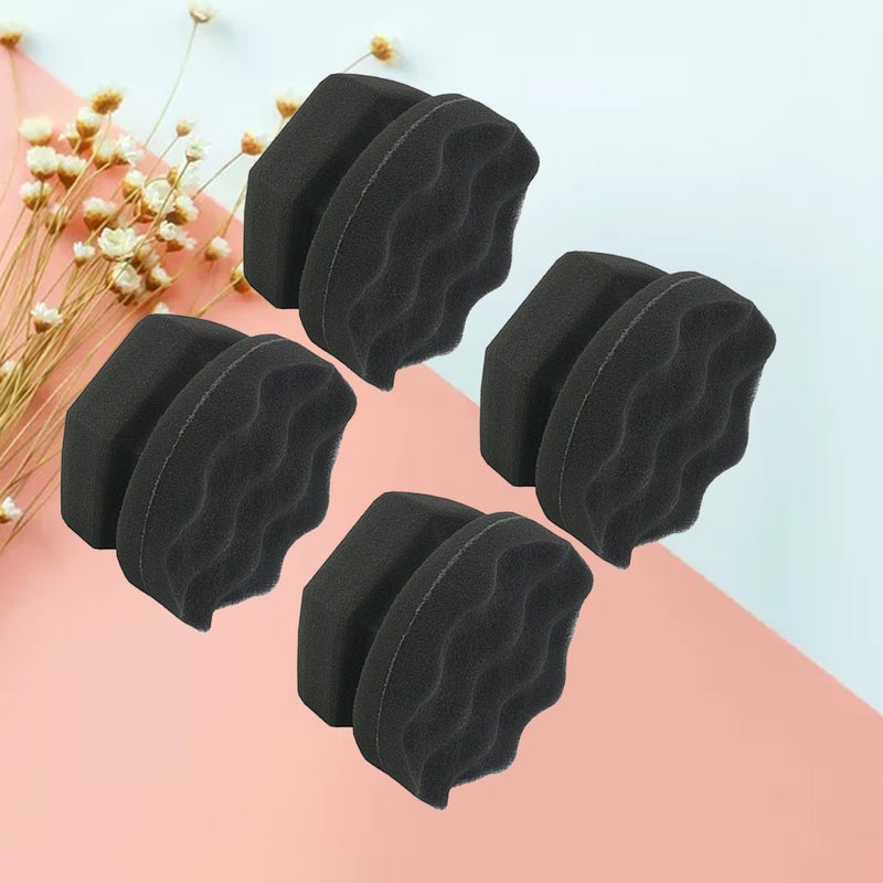 4Pcs Wave Pattern Handy Polishing Waxing Sponge Car Tire Wax Size 3 (Black) - Image 1