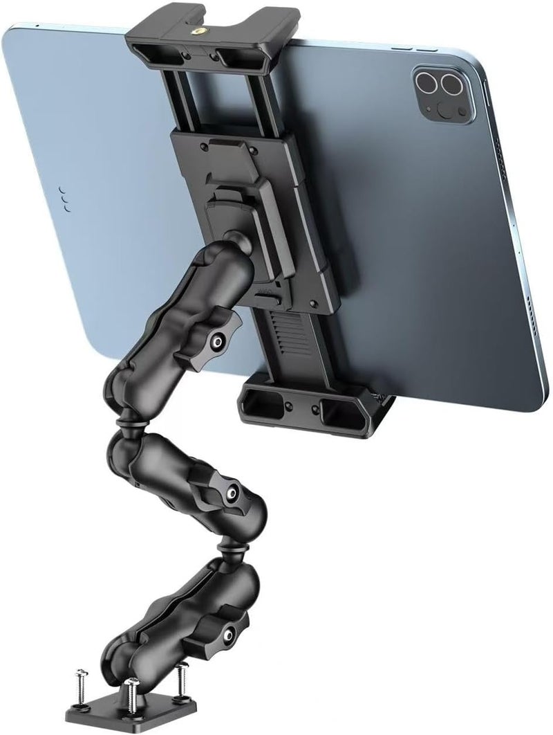 OHLPRO Heavy Duty Drill Base Tablet Mount Holder, 360° Adjustable iPad Mount Truck Dashboard, 3-Stage Stand for 5-13" iPad Pro Air Mini Galaxy Tab Switch, Tablet Vehicle for Car Wall Desk - Image 1