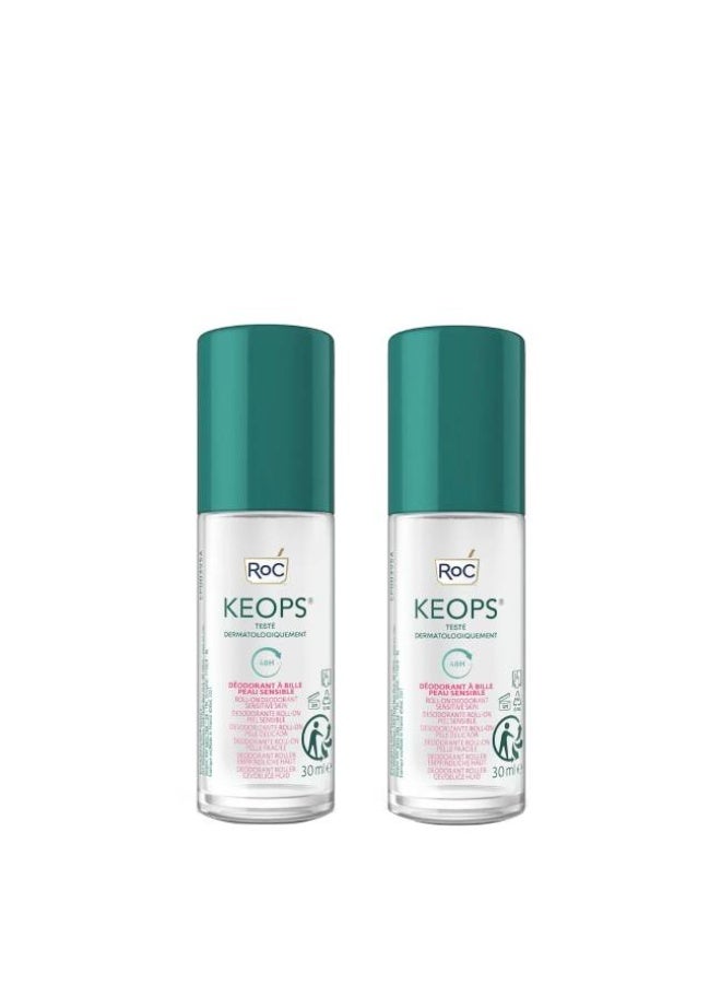 RoC Keops Sensitive Duo Deodorant Roll On 2x30ml - Image 1