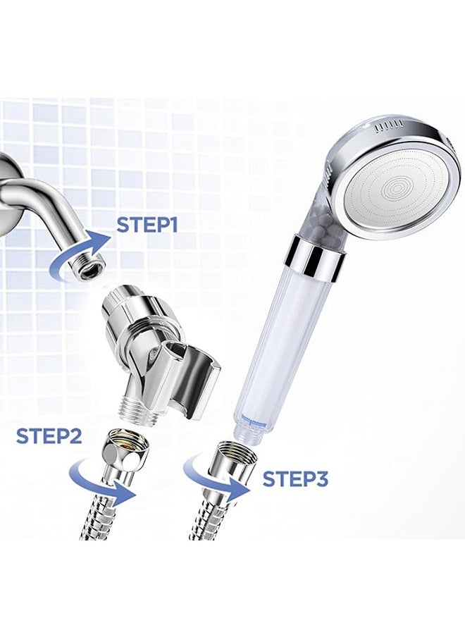 DUKASOU - Shower Head with Handheld, 3 Modes High Pressure Handheld Showerhead, Water Saving Filtered Shower Head with 3 Pcs PP Cotton Filter and Filter Stones - Image 1