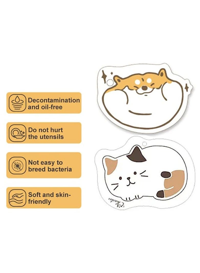 Multipurpose wood  compressed absorbent Cartoon  sponge quick dry skin friendly cute cartoon cleaning sponge (4pcs) cat - Image 2