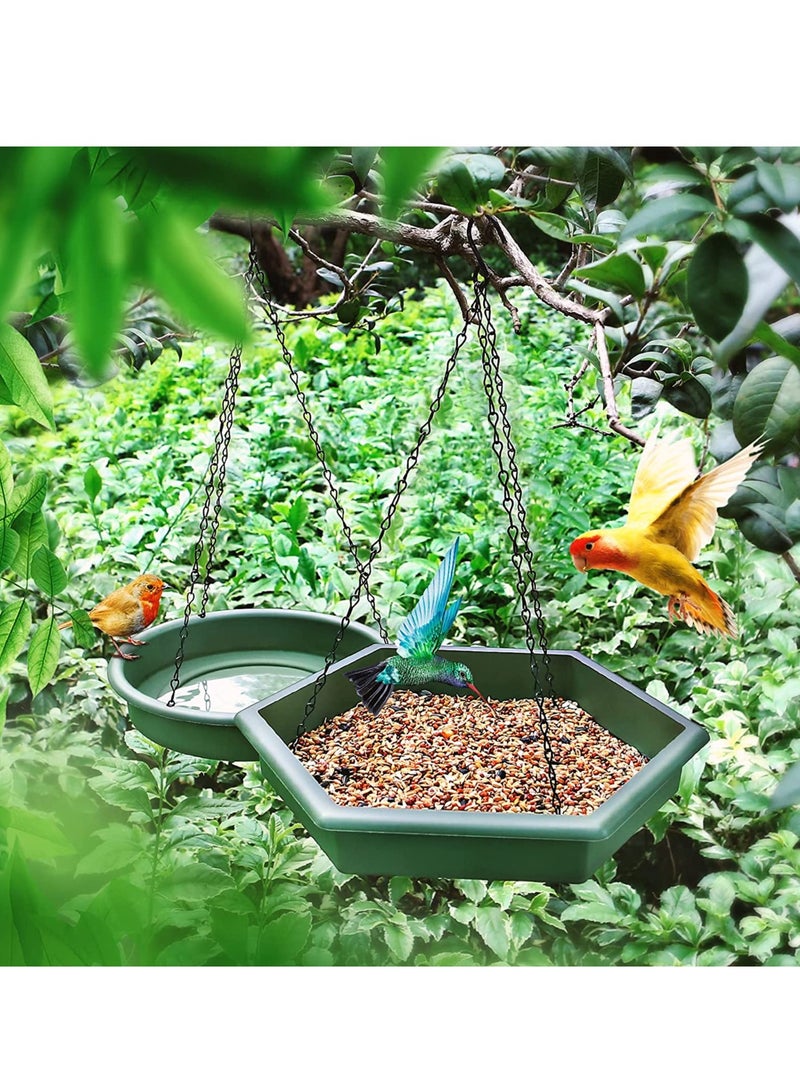 MIXDE Bird Feeder,bird Feeders for Outdoors Hanging,Hanging Bird Feeder& Bird Baths for Outdoors Set of 2,Bird Feeder  for Outside Wild Bird Feeders for Garden Yard Outdoor Decoration  - Image 4