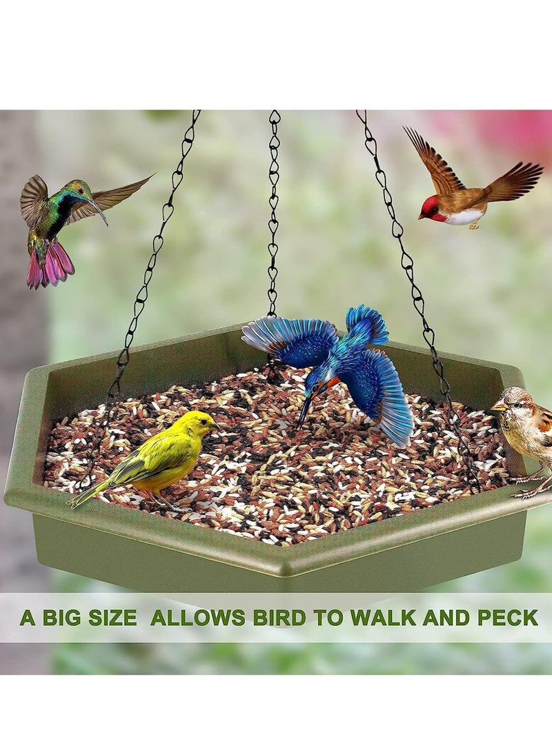 MIXDE Bird Feeder,bird Feeders for Outdoors Hanging,Hanging Bird Feeder& Bird Baths for Outdoors Set of 2,Bird Feeder  for Outside Wild Bird Feeders for Garden Yard Outdoor Decoration  - Image 2