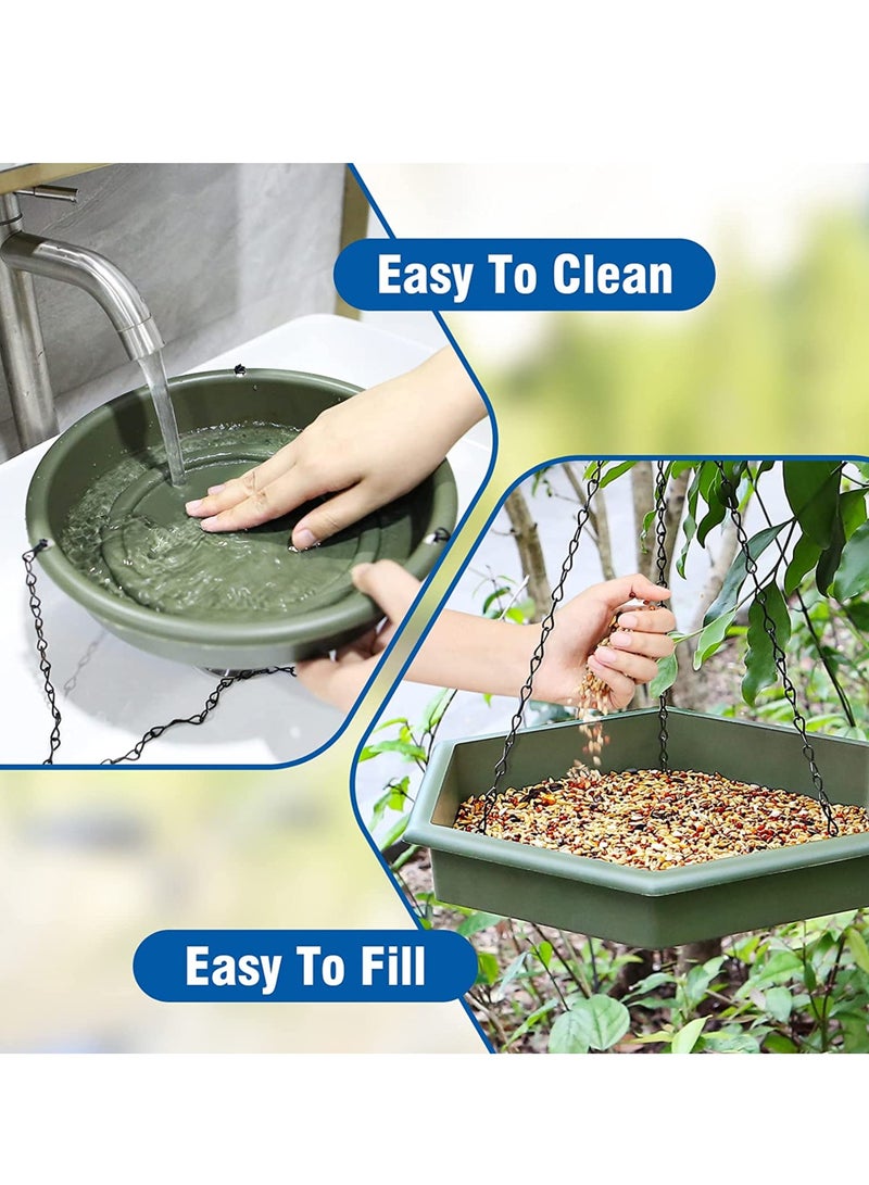 MIXDE Bird Feeder,bird Feeders for Outdoors Hanging,Hanging Bird Feeder& Bird Baths for Outdoors Set of 2,Bird Feeder  for Outside Wild Bird Feeders for Garden Yard Outdoor Decoration  - Image 3