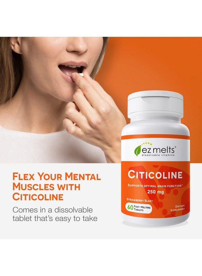 EZ Melts Citicoline Supplements To Support Optimal Cognitive Function Dissolvable Cdp Choline Supplements To Promote Overall Brain Health Vegan Choline Vitamin Tablets Non Gmo Citicoline 250 Mg - Image 3