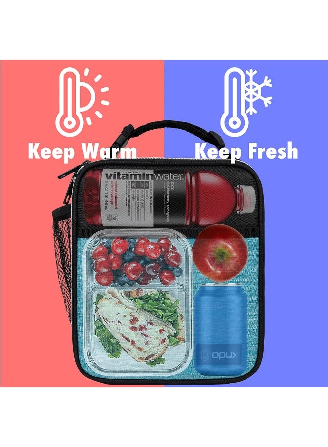 OPUX صندوق غداء معزول فاخر من أوبوكس، حقيبة غداء مدرسية ناعمة للأطفال الأولاد والبنات، دلو غداء صغير مضاد للتسرب للرجال والنساء في العمل، حقيبة غداء قابلة لإعادة الاستخدام ومضغوطة للمكتب للبالغين، تركواز - Image 2