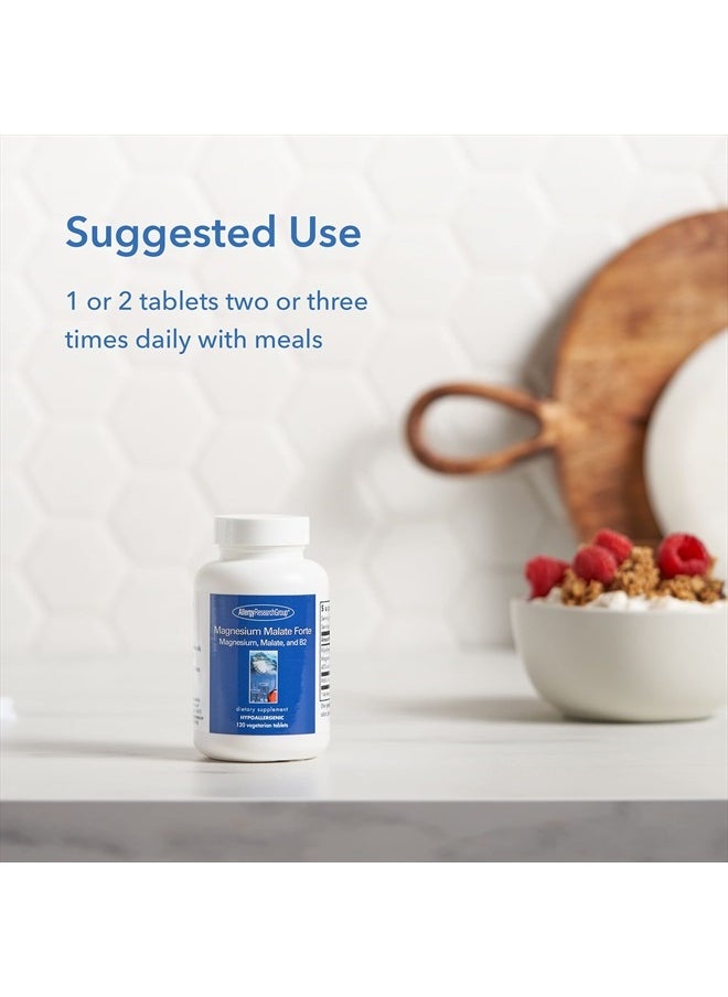 Allergy Research Group - Magnesium Malate Forte Supplement - Magnesium and Malic Acid, Energy Support, Vitamin B2, Vegetarian Tablets - 120 Count - Image 1