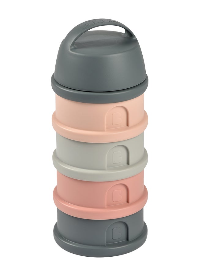 BEABA Formula Milk Container, 4 Compartments, Mineral Grey And Pink - Image 2