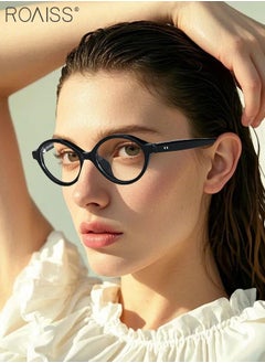 roaiss Anti Blue Light Sunglasses for Women Men, Blue Light Blocking Glasses, Anti Eye Fatigue Solid Color Oval Reading Glasses, Computer, Pad Mobile Phone Goggles  - Image 5