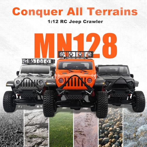 SVERTIBO 112 RC Crawler RTR MN128 OffRoad Truck 4x4 RC Rock Crawler with 24G Remote Control RC Jeep Car Model for Adults Hobby Gifts Orange - Image 5