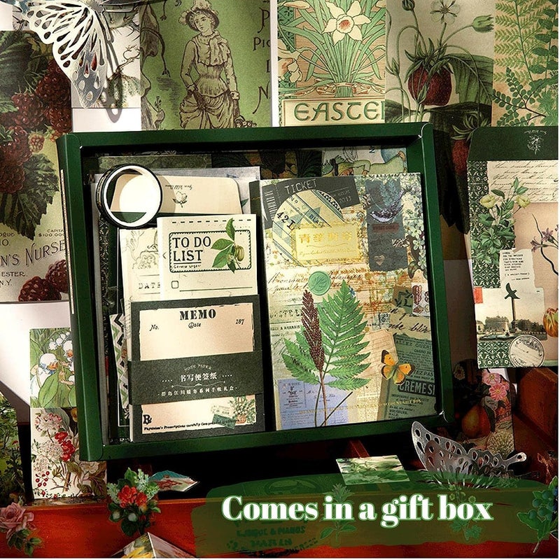 RANUR Vintage Aesthetic Scrapbook Kit with Stickers, Art Bullet Junk Journal Kit with Journaling or Scrapbooking Supplies Journal Planners Paper Stickers Craft Notebook Collage (Botanical) - Image 4