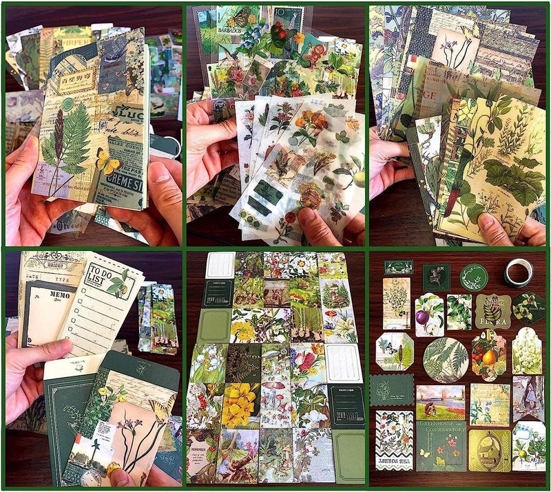 RANUR Vintage Aesthetic Scrapbook Kit with Stickers, Art Bullet Junk Journal Kit with Journaling or Scrapbooking Supplies Journal Planners Paper Stickers Craft Notebook Collage (Botanical) - Image 5