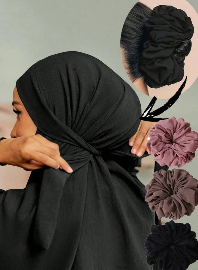 Take Two Pack of 3 - Solid Underscarf Head Wrap Scrunchie