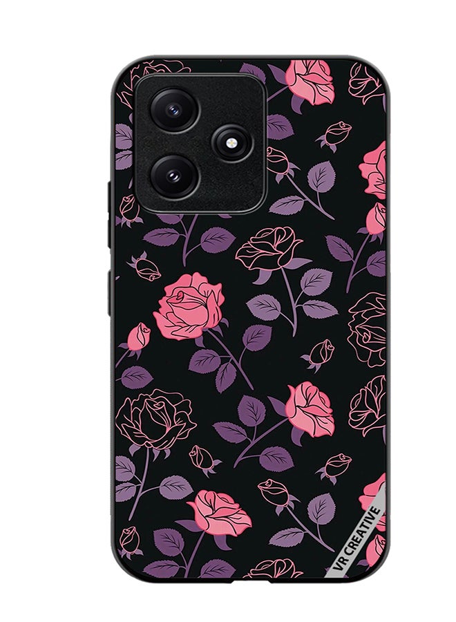 VR CREATIVE Protective Case Cover For Xiaomi Poco M6 Pro 5G Pink And Purple Flowers Design Multicolour - Image 1