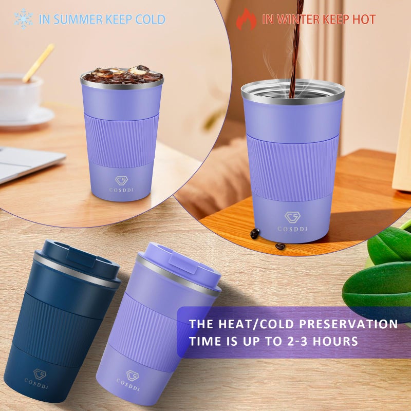 CS COSDDI 12 oz Stainless Steel Vacuum Insulated Tumbler - Coffee Travel Mug Spill Proof with Lid - Coffee Cups for Keep Hot/Ice Coffee Tea and Beer (purple) - Image 3