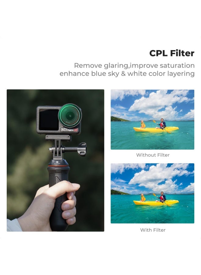 ARCHAEOPTERYX  Concept Snap On PL & ND Filter Kit Compatible with DJI Osmo Action 3/4/5 Pro, 4 Pack Push-in Fit CPL ND8 ND16 ND32 Polarizing Neutral Density Filter, HD Optical Glass Multi-Coated - Image 2