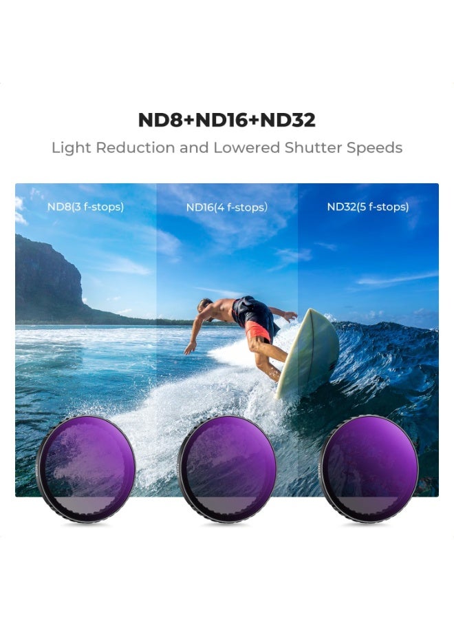 ARCHAEOPTERYX  Concept Snap On PL & ND Filter Kit Compatible with DJI Osmo Action 3/4/5 Pro, 4 Pack Push-in Fit CPL ND8 ND16 ND32 Polarizing Neutral Density Filter, HD Optical Glass Multi-Coated - Image 3