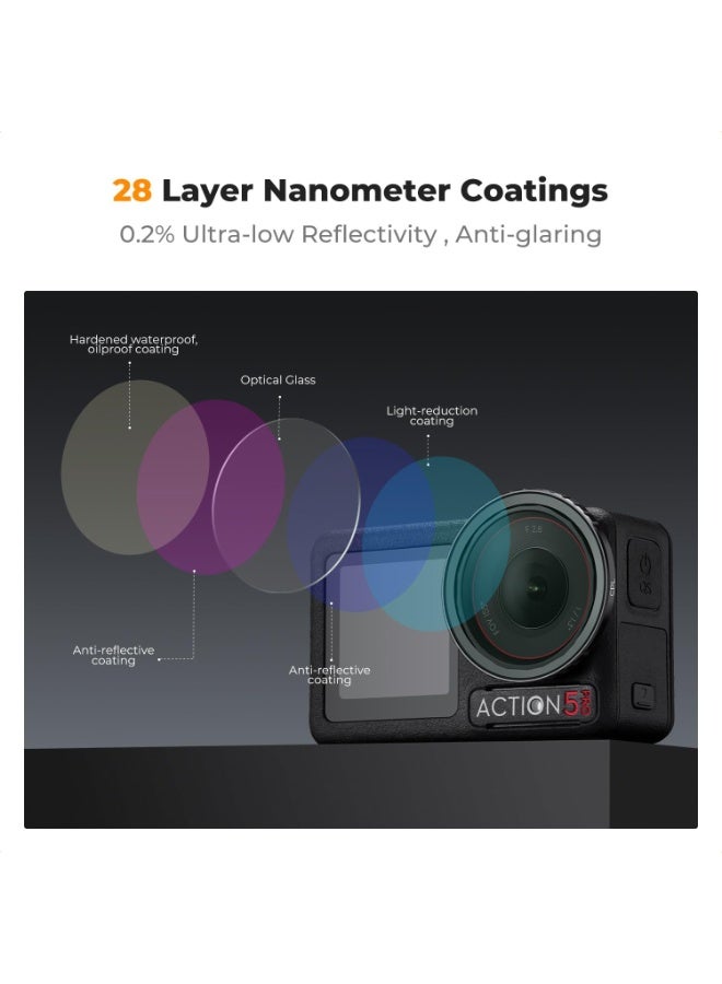 ARCHAEOPTERYX  Concept Snap On PL & ND Filter Kit Compatible with DJI Osmo Action 3/4/5 Pro, 4 Pack Push-in Fit CPL ND8 ND16 ND32 Polarizing Neutral Density Filter, HD Optical Glass Multi-Coated - Image 4