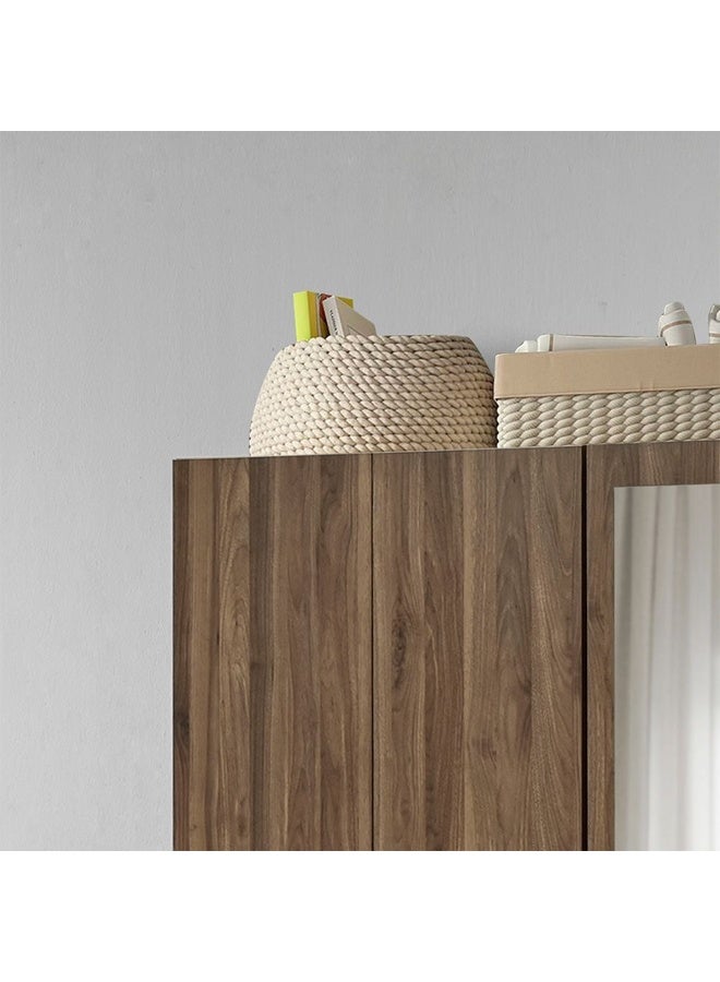 DANUBE HOME Supreme 6-Door Swing Wardrobe with Mirror – Light Walnut Finish– Spacious Bedroom Storage Cabinet with Hanging Rod & Shelves – Modern Wardrobe for Bedroom, Living Room, Hallway – Stylish Wooden Wardrobe for Home Organization - Image 5