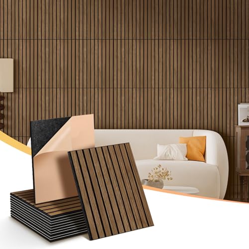 laapee Acoustic Wall Panels 12 Pack,Covers 16 Sq Ft - 16"x12"x0.4" Self-Adhesive Walnut Soundproof Panels for Home Office & Recording Studio - Image 1