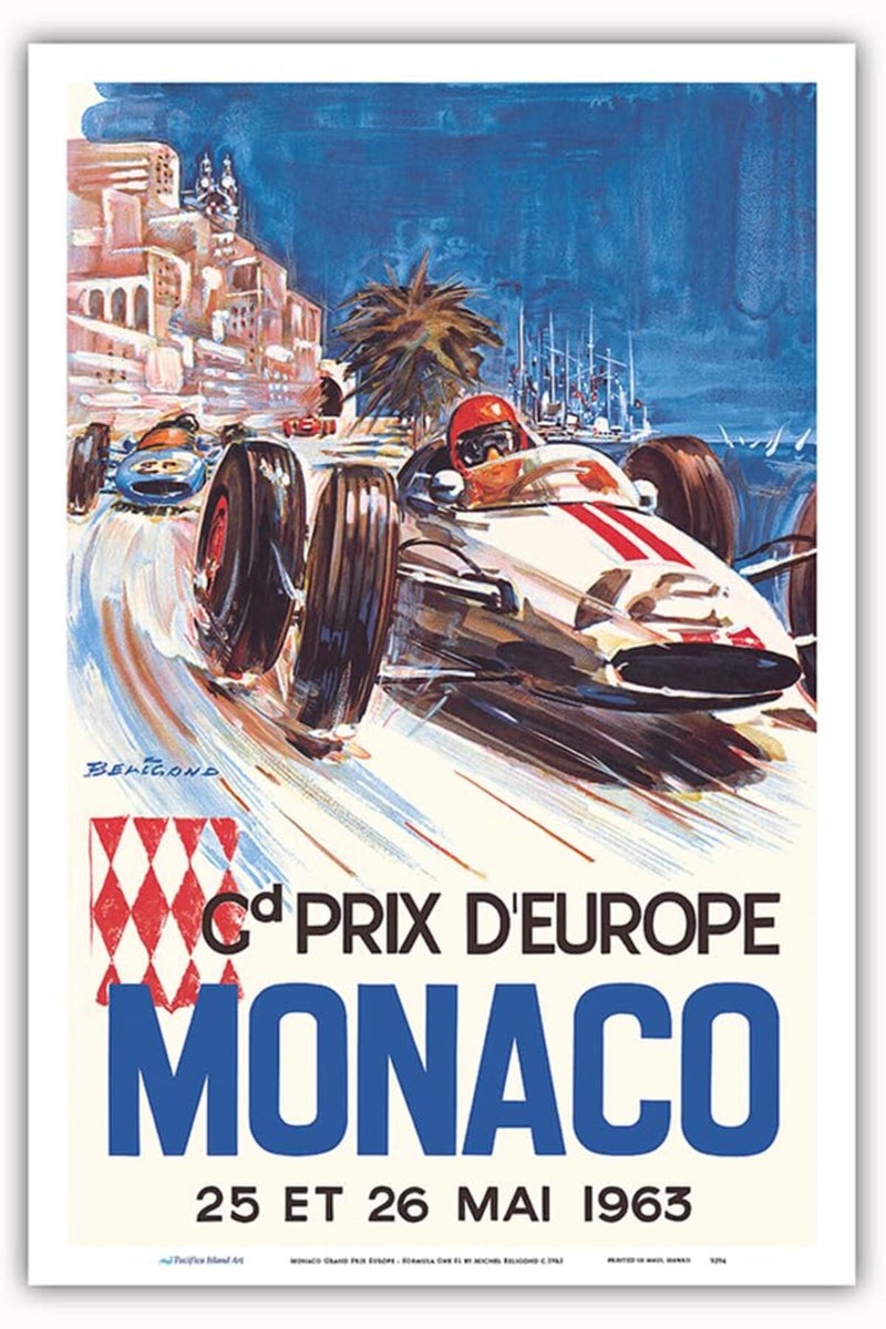 Pacifica Island Art Vintage Monaco Grand Prix Racing Poster - Image 1