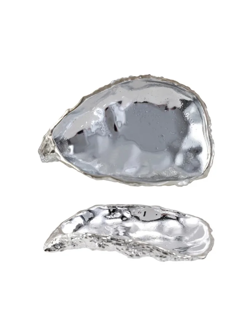 The Saffron Souk Decorative Chrome  Oyster Shaped Dish